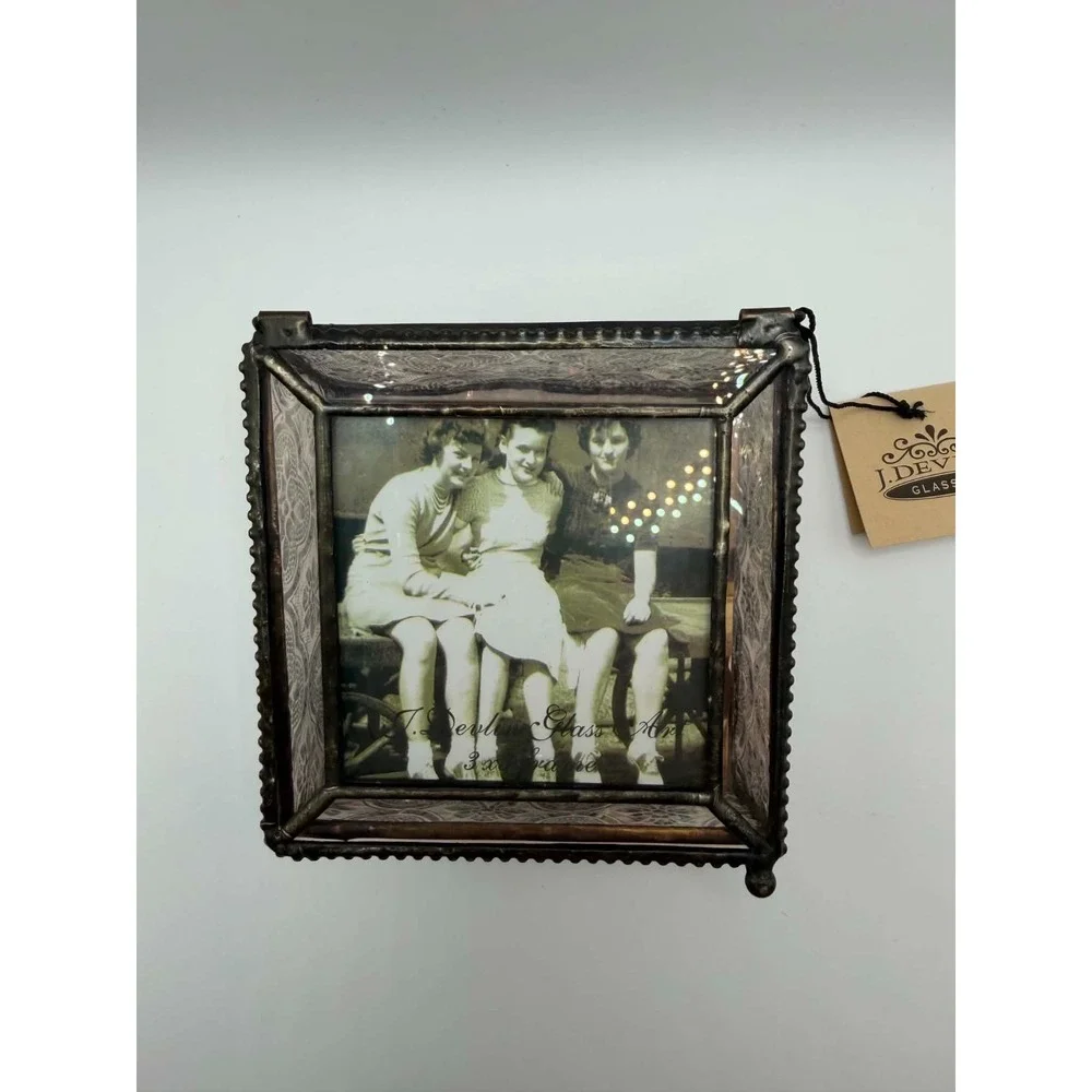 J. Devlin Art Beveled Stained Glass Photo keepsake Jewelry Trinket Box Frame